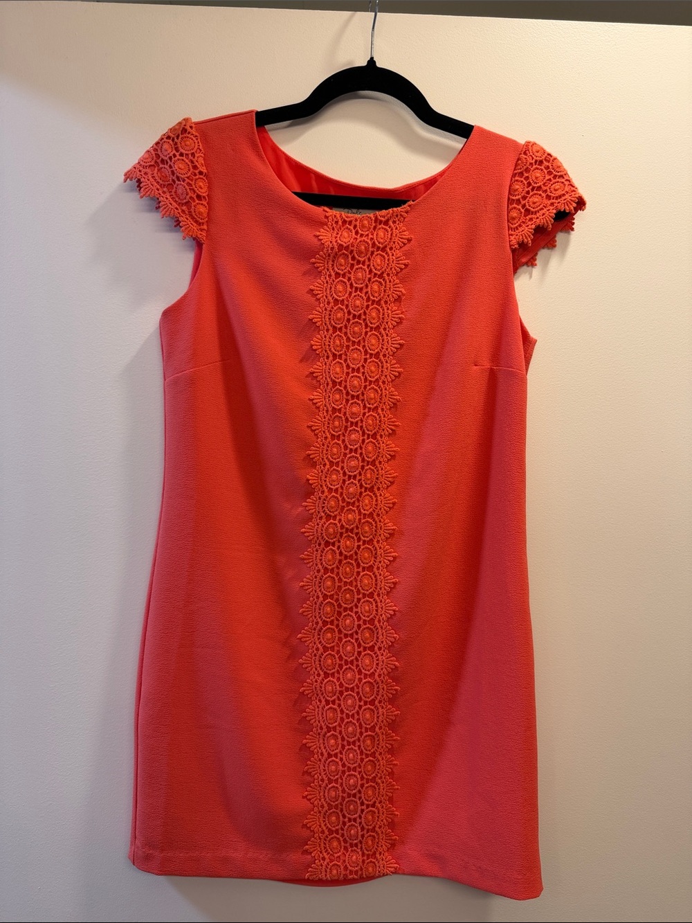 Darling Coral Lace-Front Mini Dress